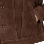 Men’s Trucker Dark Brown Suede Jacket Side - Rare Jackets