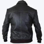 Men’s Turn Down Collar Bomber Leather Jacket Back - Rare Jackets