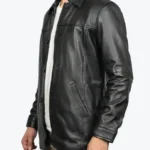 Mens Victor Black Lambskin Leather Car Coat Side - Rare Jackets