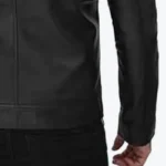 Men’s Vintage Burr Black Shirt Collar Leather Jacket Sleeves