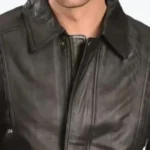 Men’s Vintage Classic Black Leather Jacket Collar Rare Jacket