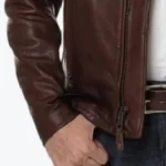 Men’s Vintage Dark Brown Leather Jacket Sleeves Rare Jacket