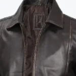 Mens Vintage Leather Rub Off Brown Casual Jacket Collar Rare Jacket