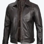 Mens Vintage Leather Rub Off Brown Casual Jackets Rare Jacket