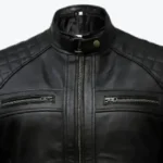 Men's Vintage Motorcycle Black Distressed Leather Jacket Collar Rare Jacket