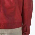 Mens Vintage Red Trucker Leather Jacket Sleeves Rare Jacket