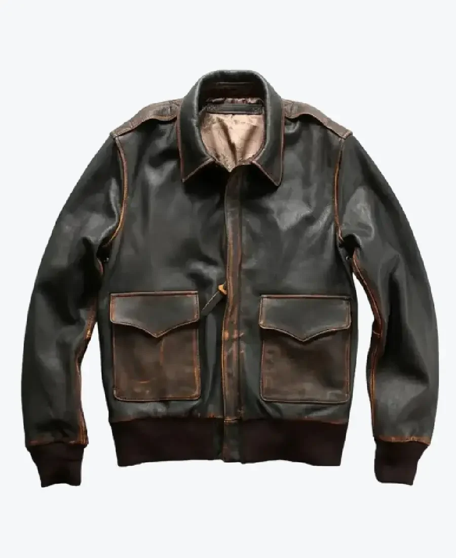 Men’s Washed Goatskin A2 Flight Jacket Fronts