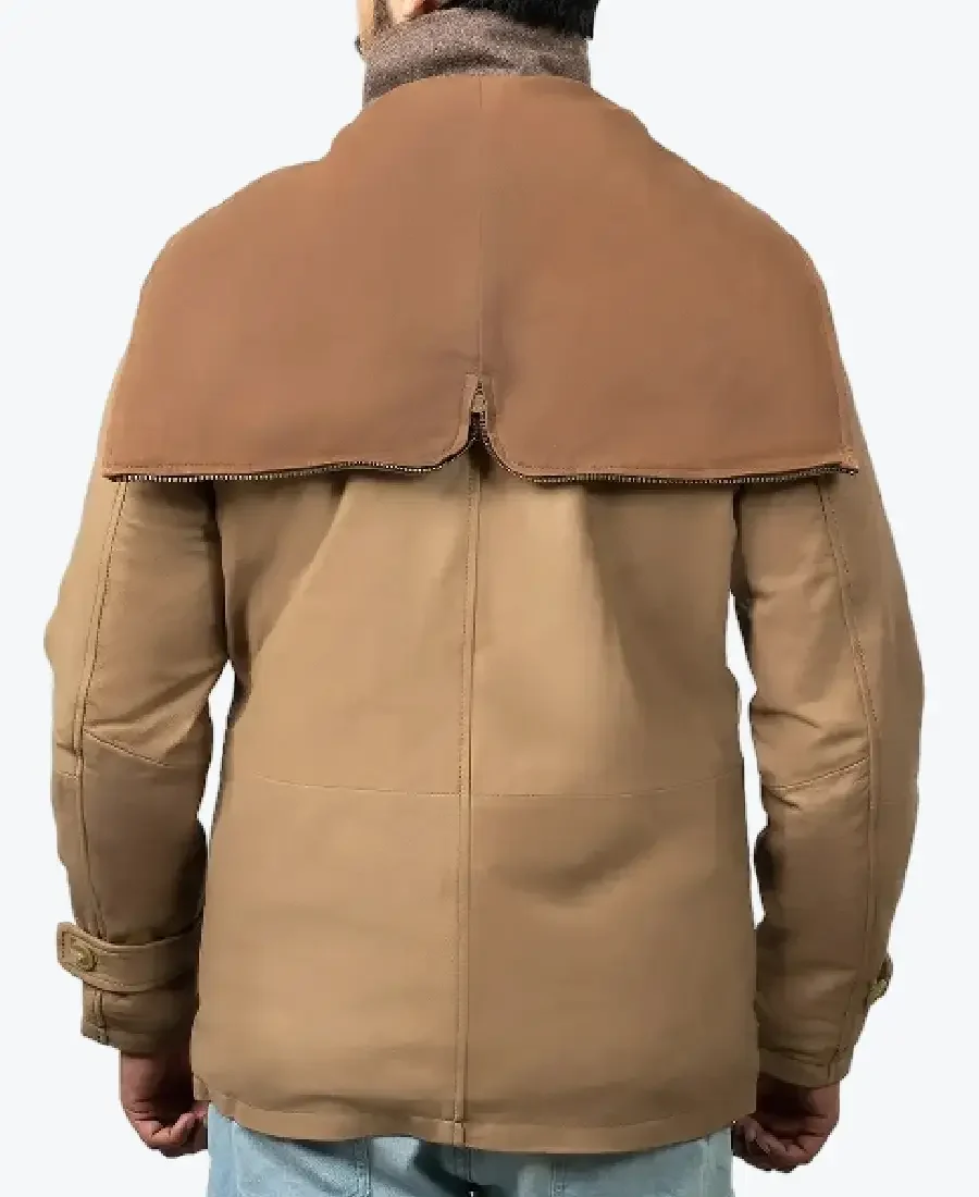 Men’s Western Beige Cotton Jacket Back