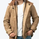 Men’s Western Beige Cotton Jacket Front