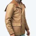 Men’s Western Beige Cotton Jacket Side