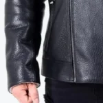 Men’s White Faux Fur Black Leather Jacket Sleeves Rare Jacket