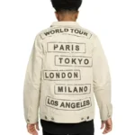 Shop The Mens World Tour City Patch Cream Denim Jacket - Rare Jackets