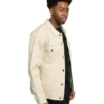 Mens World Tour City Patch Cream Denim Jacket Side Side View - Rare Jackets