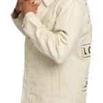 Mens World Tour City Patch Cream Denim Jacket Side - Rare Jackets