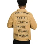 Shop The Mens World Tour City Patch Light Brown Denim Jacket - Rare Jackets