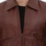 Michael Men’s Stylish Brown Pebbled Leather Jacket Collar Rare Jacket