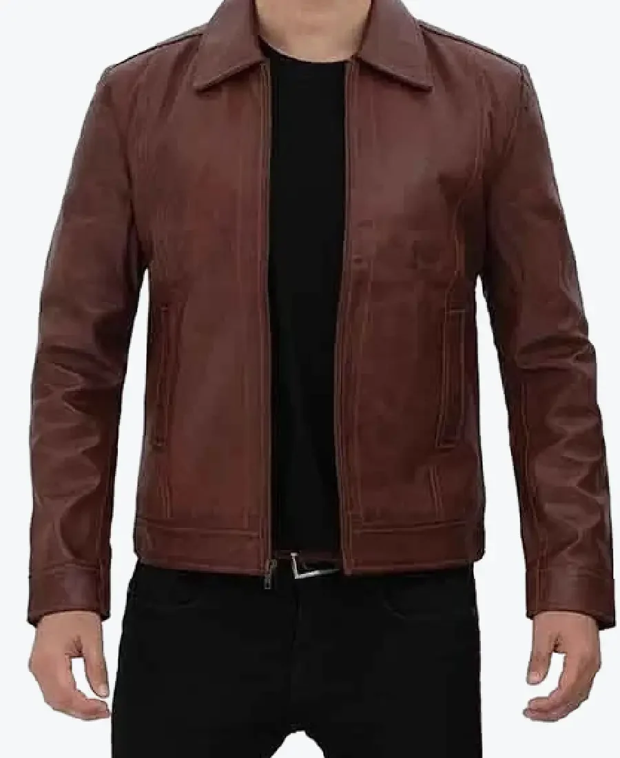 Michael Men’s Stylish Brown Pebbled Leather Jackets Rare Jacket