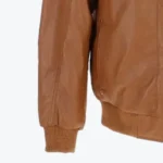 Michael Mens Tan Bomber Hooded Leather Jacket Sleeves Rare Jacket