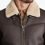 Miller Men’s Brown B-3 Bomber Leather Jacket Collar Rare Jacket