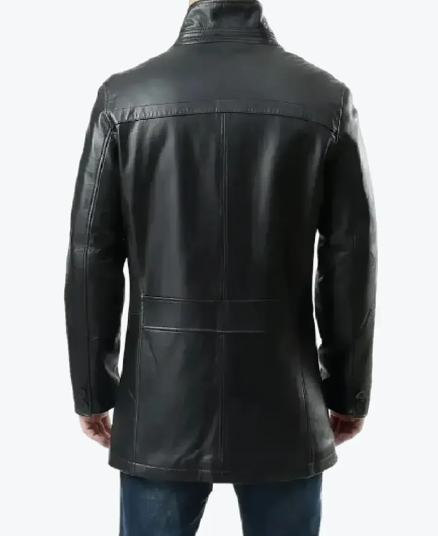 Murphy Men's Real Lambskin Black Leather Car Coat Back - Rare Jackets