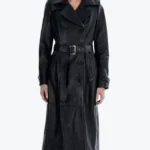 Shop The Women Black Spring Belted Leather Trench Coat - Rare Jackets
