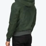 Nintenzo Green Hooded Suede Bomber Jacket Back - Rare Jackets