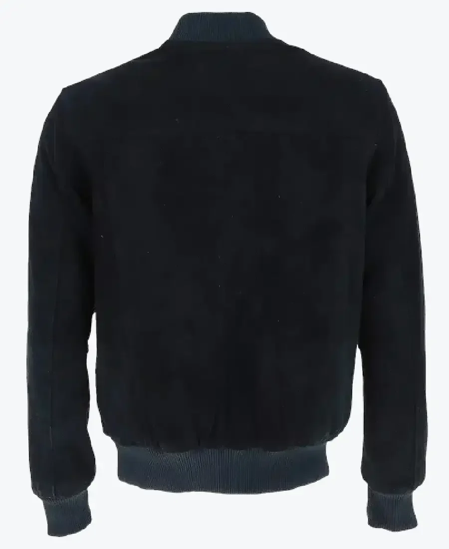 Noah Mens Navy Blue Suede Bomber Jacket Back - Rare Jackets