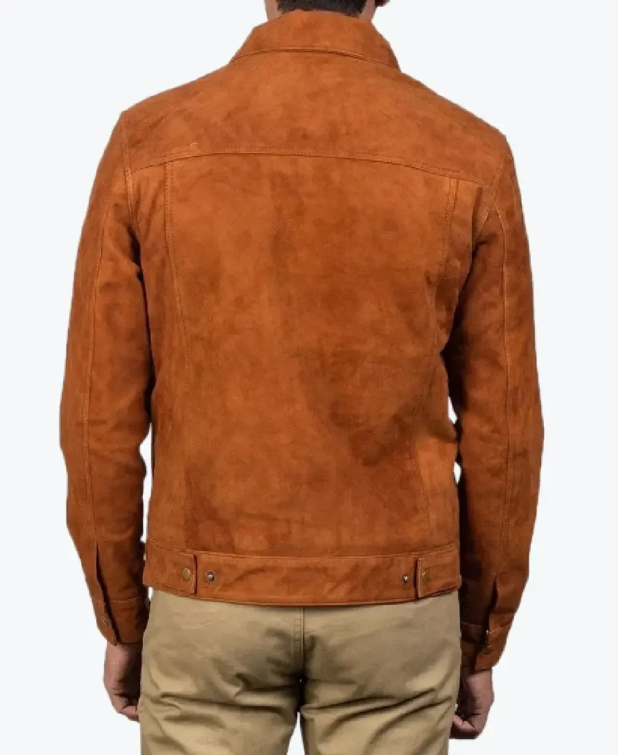 Stallon Brown Suede Trucker Jacket Back - Rare Jackets