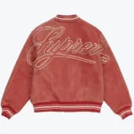 Supreme Worn Leather Red Varsity Jacket Back - Rare Jackets