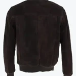 Trevor Mens Dark Brown Suede Bomber Jacket Back - Rare Jackets