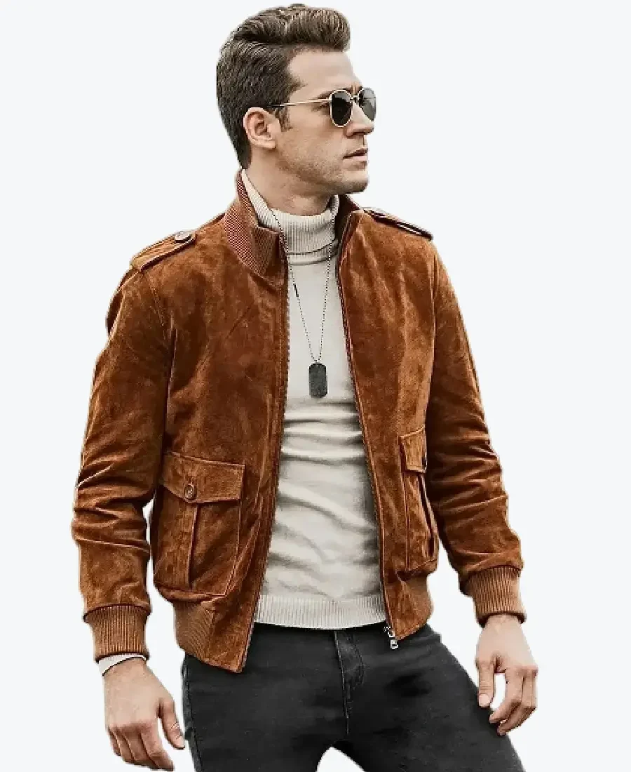 Shop The Men’s Dallas Brown Suede Bomber Jacket - Rare Jackets