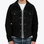 Men's Black Suede Trucker Jacket