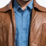 Old School Brown Leather Jacket Collar Rare Jacket