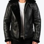 Orban Men’s Black B-3 Bomber Leather Jacket Front - Rare Jackets