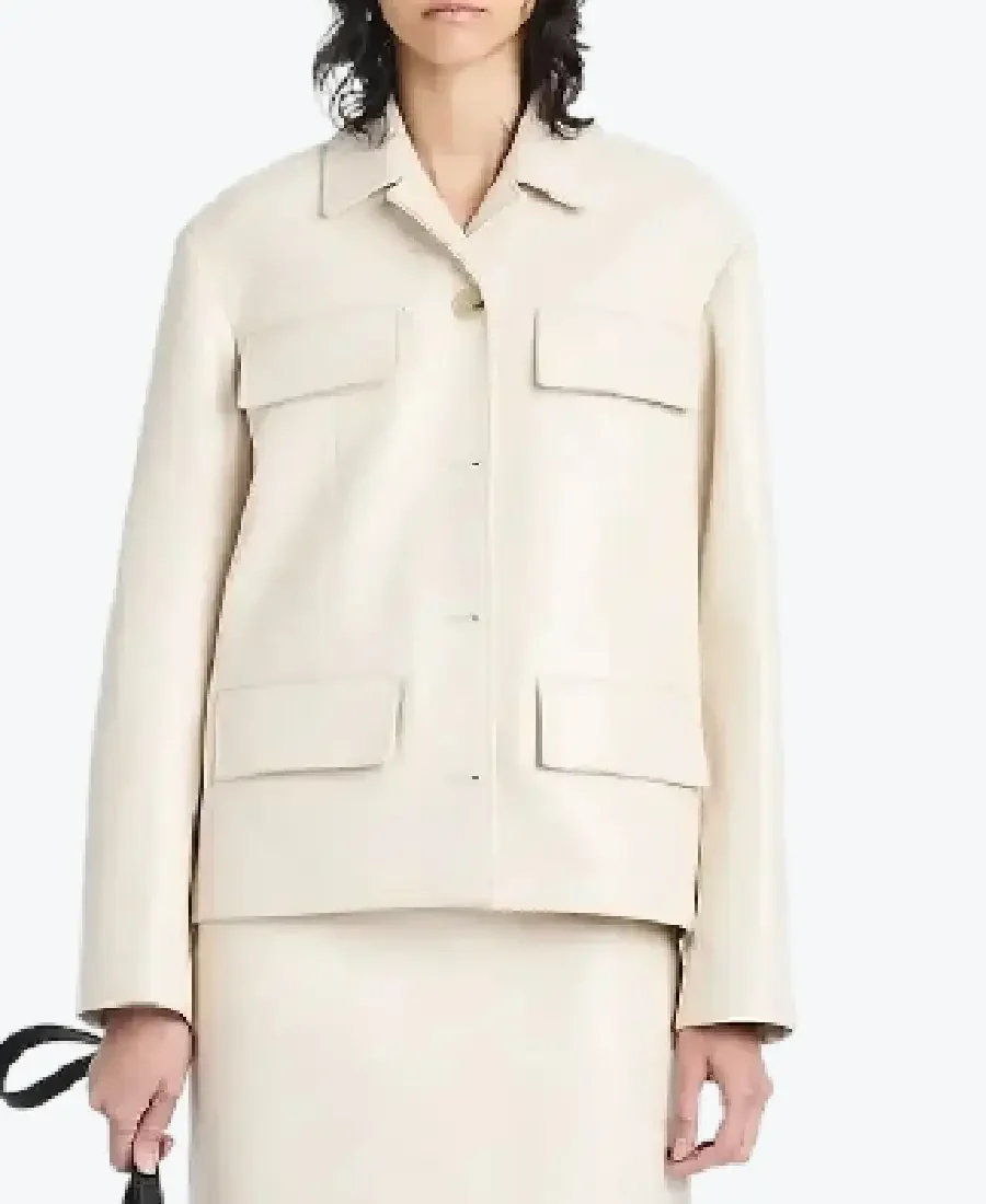 Proenza Schouler Roos Beige Leather Jackets Rare Jacket