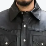 Ranchson Black Leather Shirt Jacket Collar Rare Jacket
