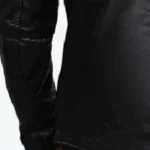 Raven Black Slim fit Biker Leather Jacket Sleeves Rare Jacket