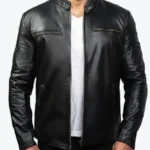Raven Black Slim fit Biker Leather Jackets Rare Jacket