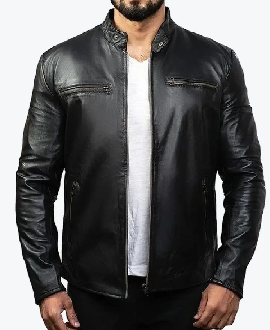Raven Black Slim fit Biker Leather Jackets Rare Jacket
