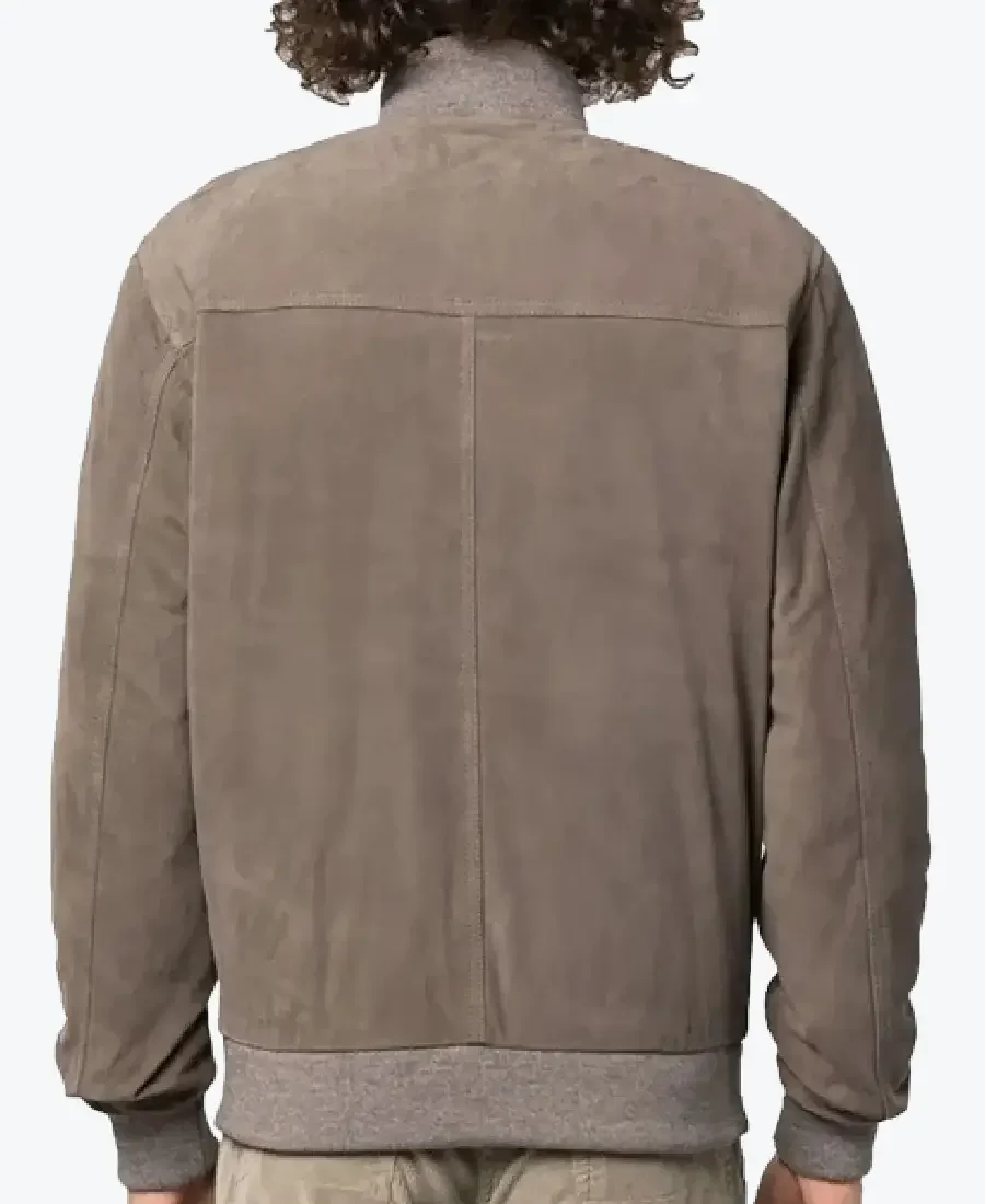 Ray Men’s Light Grey A-1 Bomber Suede Jacket Back - Rare Jackets