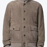 Ray Men’s Light Grey A-1 Bomber Suede Jacket Front - Rare Jackets