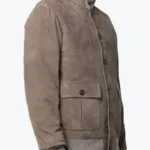 Ray Men’s Light Grey A-1 Bomber Suede Jacket Side - Rare Jackets