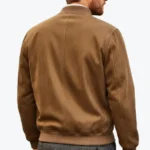 Reginald Mens Brown Bomber Suede Leather Jacket back - Rare Jackets