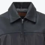 Retro Leather Jacket Henry Black Collar
