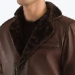 Rocky Brown Fur Leather Coat Collar Rare Jacket