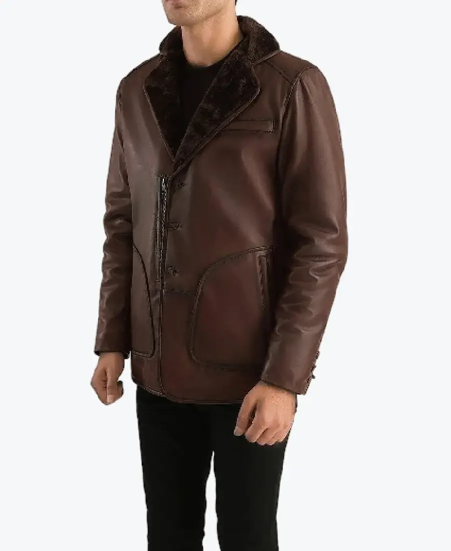 Rocky Brown Fur Leather Coats Rare Jacket