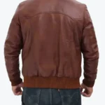 Ronald Men’s Distressed Brown Bomber Leather Jacket Back - Rare Jackets