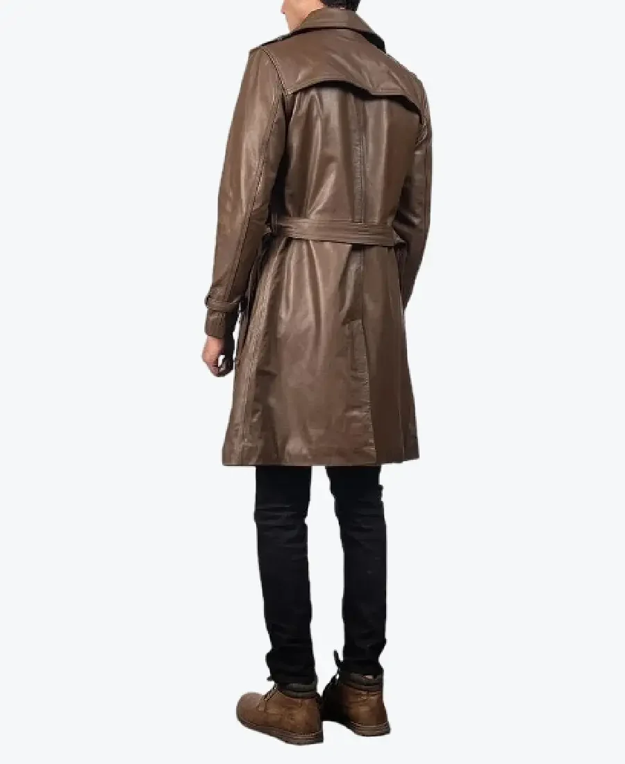 Rorschach Brown Leather Coat Back - Rare Jackets