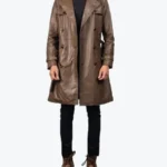 Rorschach Brown Leather Coat Front - Rare Jackets