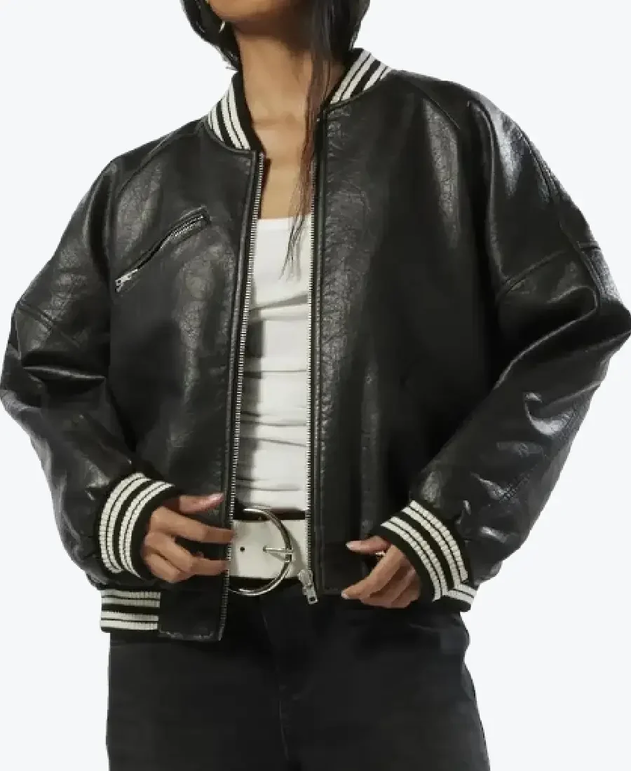 Rosa Women’s Black Leather Varsity Jackets Rare Jacket